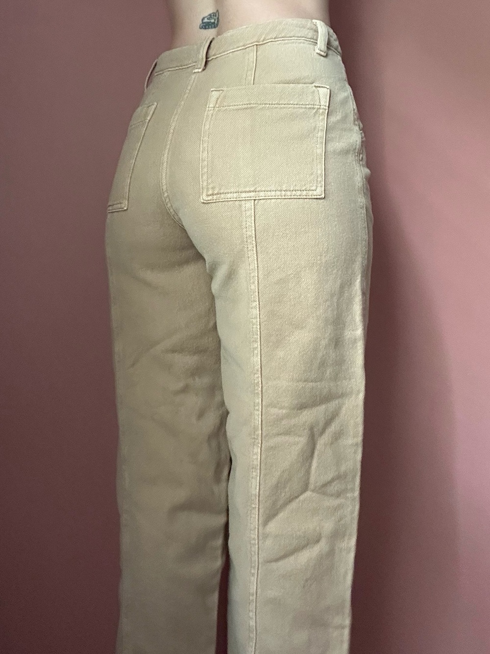 ASOS Design tan high-waisted wide-leg cotton pants - Picture 5 of 8